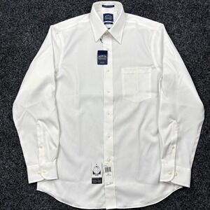 NWT Eagle Shirtmakers Mens 15 32/33 White Non-Iron 80s Two Ply Pinpoint Slim